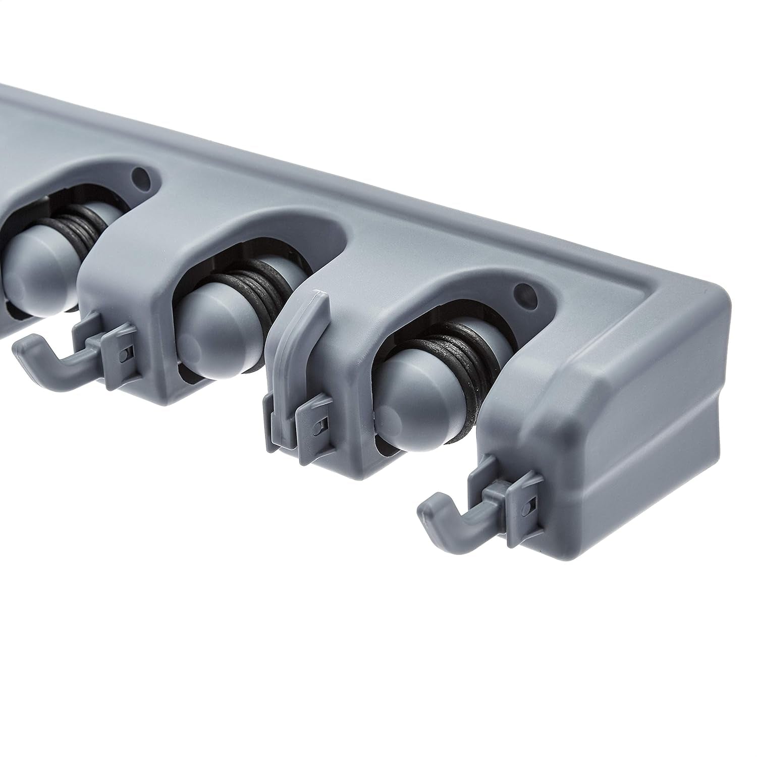 Rectangular Wall Mount Broom Holder and Garden Tool Organizer, 6 Hook and 5 Slot, 43 X 8.5 X 6.2 Cm, Gray